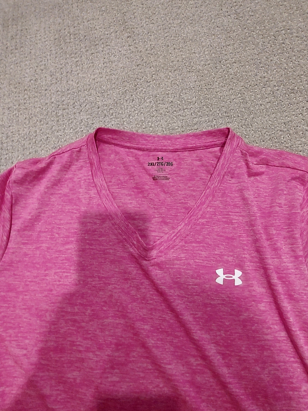 Under Armour Heathered Hot Pink V-Neck Performance Tee